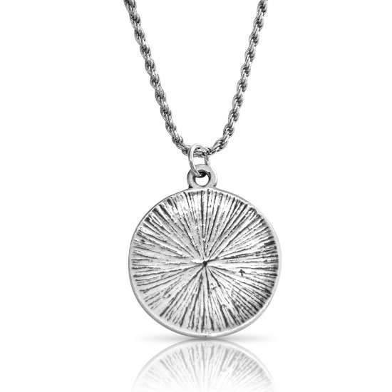 Silver North Star Coin Pendant Necklace                                              