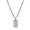 Sterling silver dog tag pendant with sparkling cubic zirconia