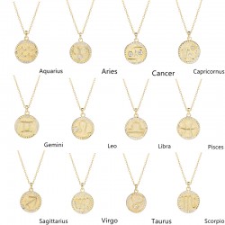 zodiac coin necklace with cubic zirconia - Leo