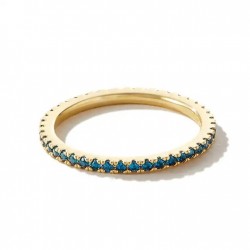 טבעת עדינה מכסף בציפוי זהב משובצת זרקונים כחולים