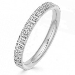 Double eternity ring 925 sterling silver and two rows of zircon stones