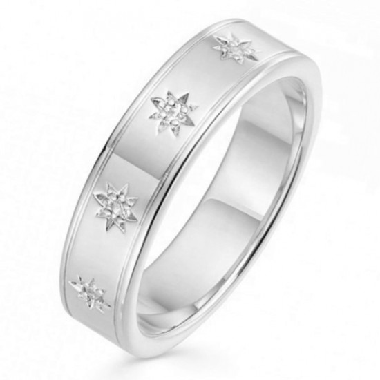 Eternity ring 925 sterling silver and a row of stars