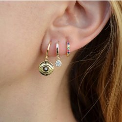 gold plated eye coin earrings