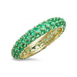 טבעת כסף עם ציפוי זהב ואבני זירקון ירוקות 