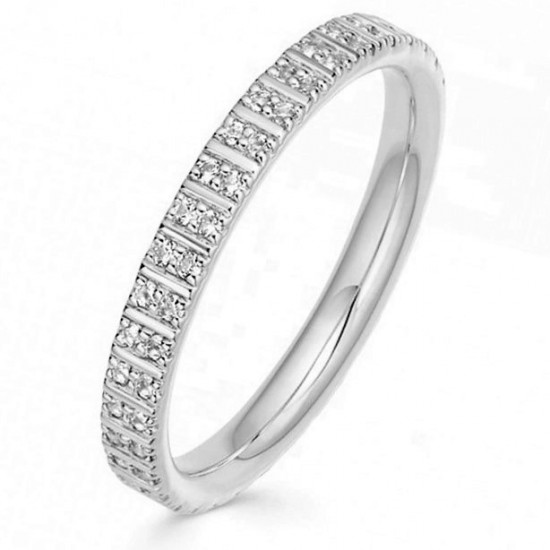 Double eternity ring 18k gold plated silver and two rows of zircon stones