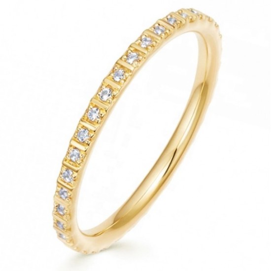 Eternity ring 18k gold plated silver and a row of  zircon stones