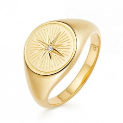 Signet ring 18k gold plated silver and zircon stone 