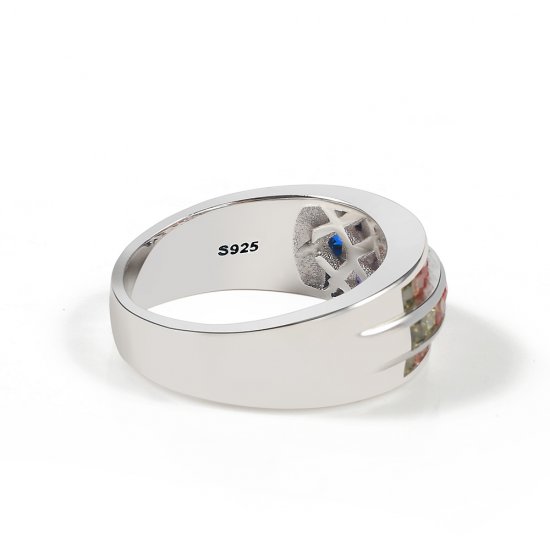 טבעת קשת צבעונית מכסף 925 